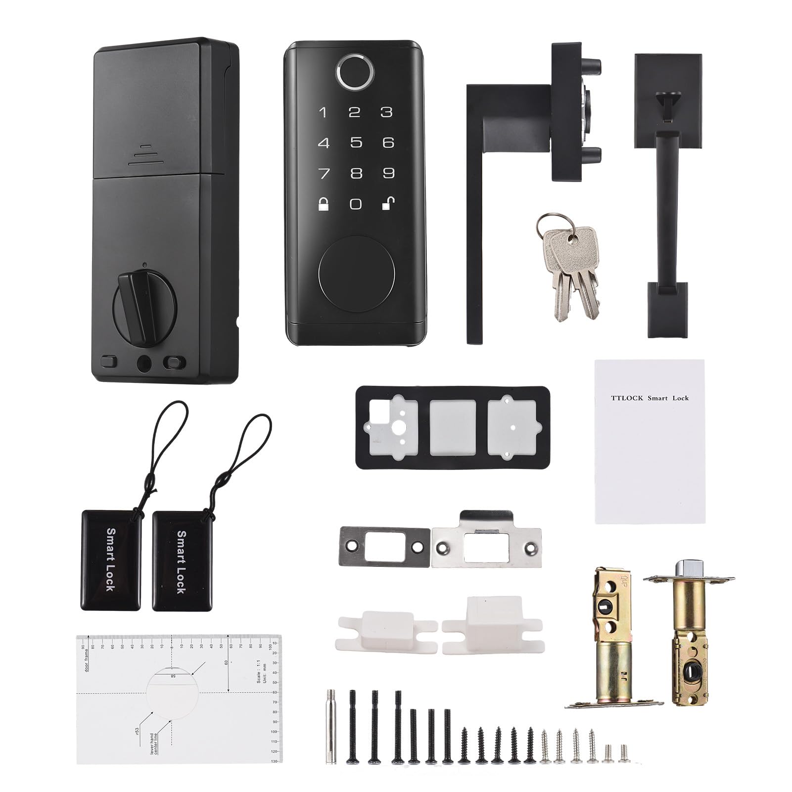 Ejoyous Set di Serratura Intelligente per Porta D'ingresso, Serratura Intelligente con Impronta Digitale per Porta D'ingresso, Serratura Elettronica Senza Chiave con Maniglia e