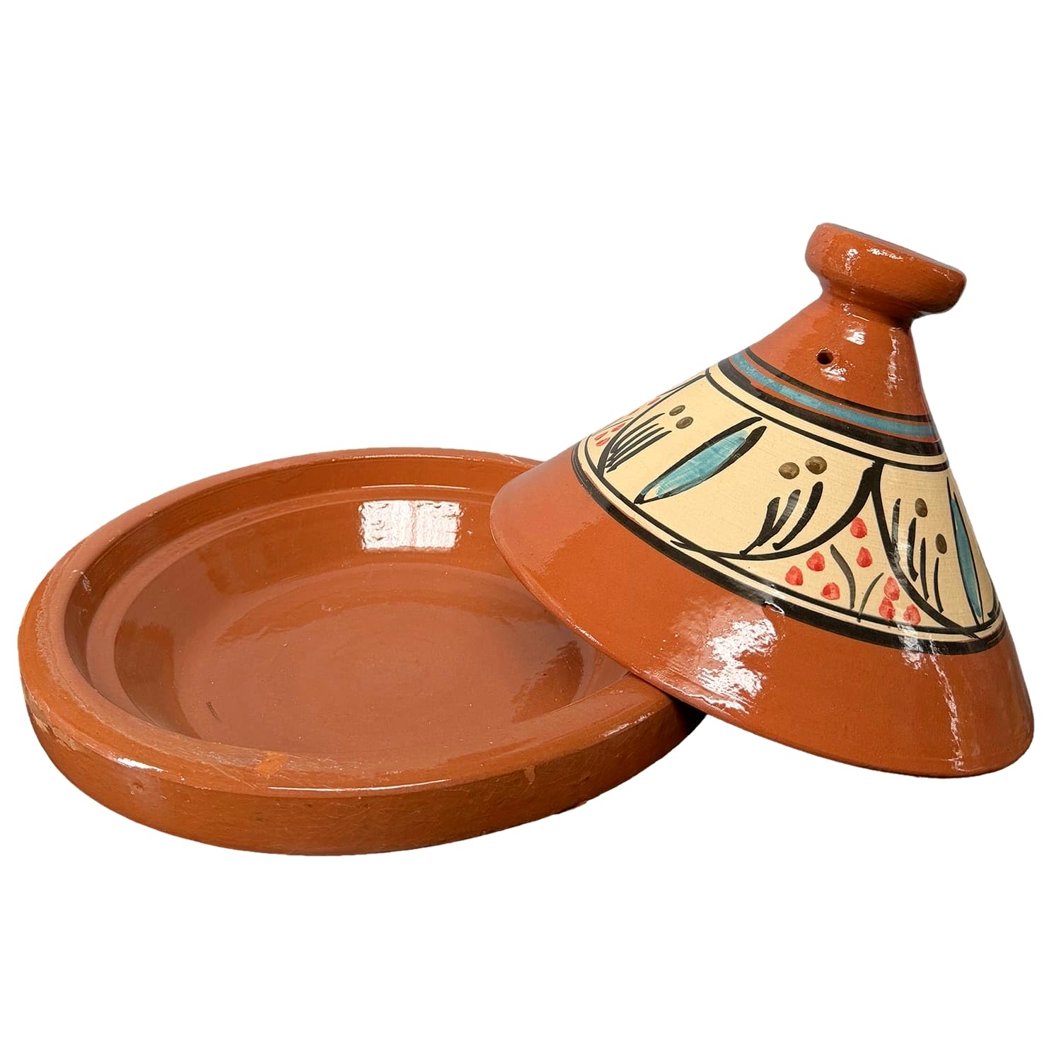 Tajine XL 35 cm Terracotta handbemalt – traditioneller marokkanischer Topf + kostenloses E-Book 0107261103