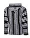 Classic Mexican Baja Hoodie Pullover Poncho (Black & White XL)
