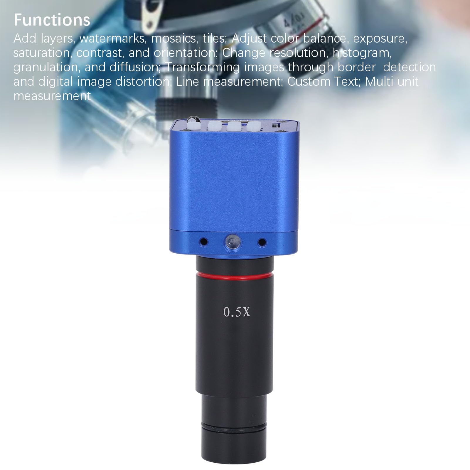 Kamera Mikroskopowa, Czujnik Obrazu 24 MP, Nagrywanie Wideo 1080P, Wyjście USB Typu C, Adapter 0,5X do Okularów 23,2 Mm 30 Mm 30,5, Mikroskopy do Kontroli Wizualnej (Wtyczka UE)
