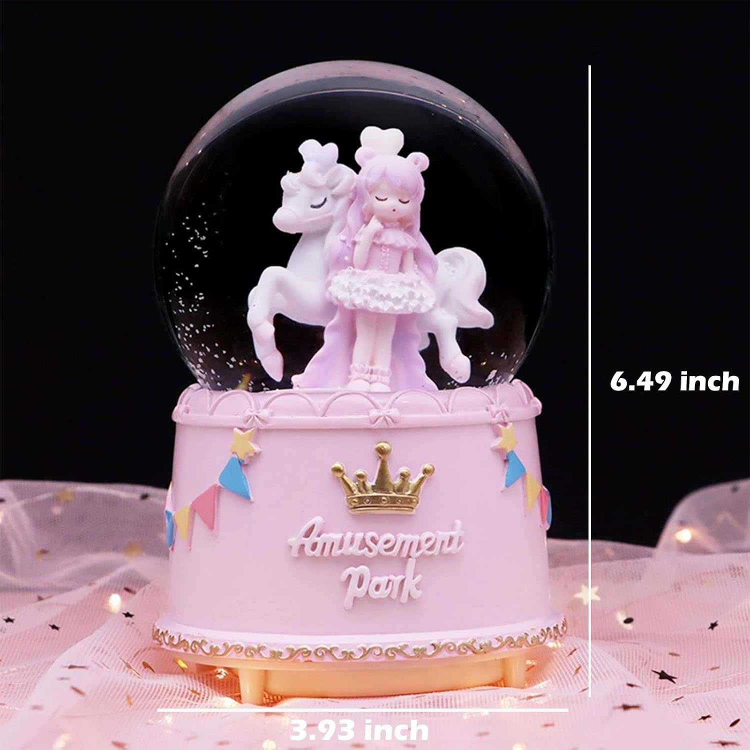 Snow Globe Birthday Gift for Girls,Princess Crown Snow Globe with Music, Automatic Snow Drift, Large Size Daughter Snow Globes Gifts for Christmas Decoration Birthday Gift (Pink)