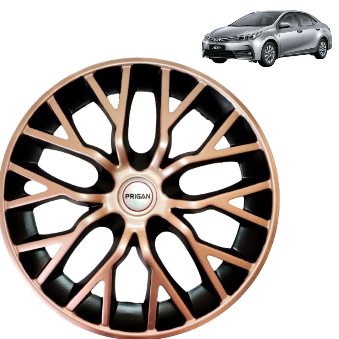 PRIGAN Wheel Cover for Corolla Altis Copper Black Wheel Cover 16" for Corolla Altis (Set of 4 Pcs) (Press Fitting) Model Name- Phantom Copper Black 16