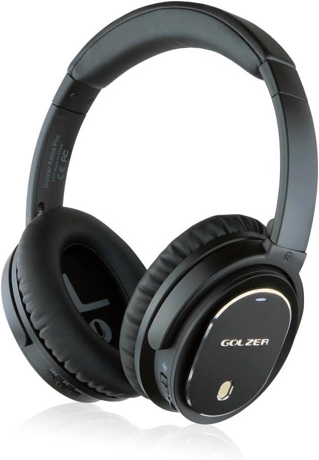 Golzer Axios Pro Wireless Bluetooth Headphones with Active Noise Cancelling, Headphones-to-Heaphones Audio Sharing, Internal Mic and Detachable External Mic, Detachable Wired Audio