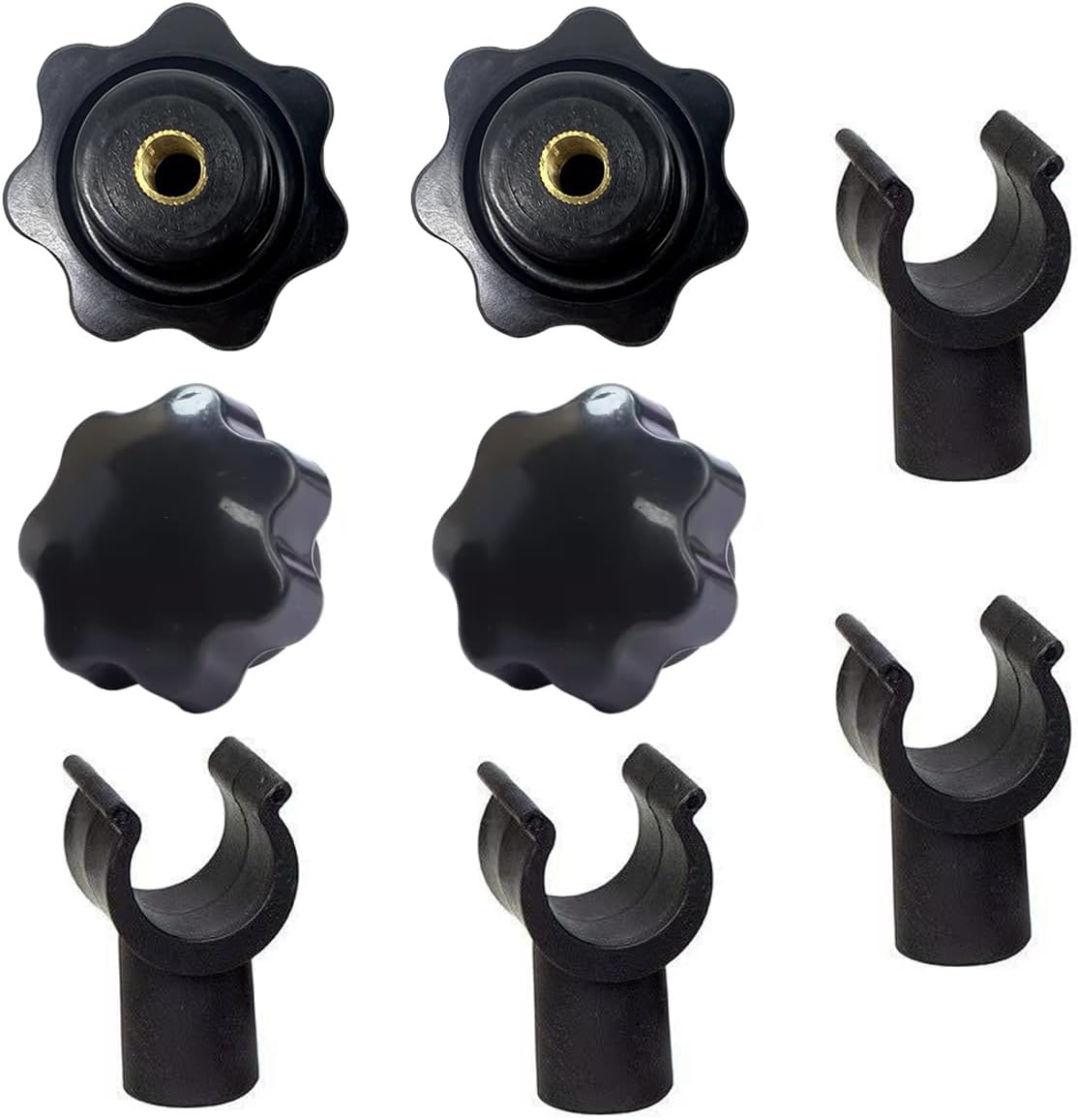 4 Set Collapsible Wagon Cart Star Knobs Replacement 6mm Female Threaded Knob Nuts Tightening Screw with Folding Utility Wagon Table Top Bracket Clips for Collapsible Wagons Carts with Wheels