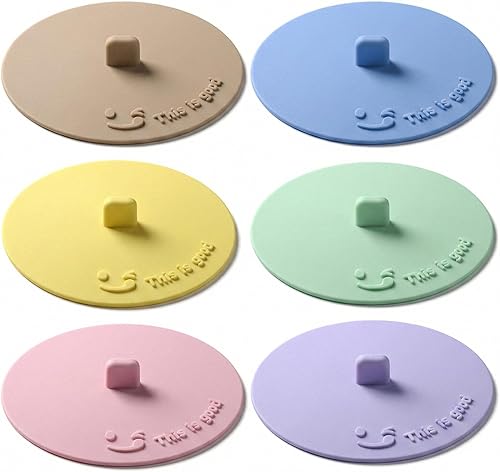Fundas de silicona para bebidas, tapas antipolvo multicolores, bonitas tapas de silicona reutilizables para tazas, fundas universales de sellado 6