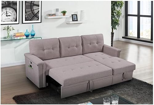 Miniatura 4 de Lilola Home - Sofá seccional reversible con tumbona de almacenamiento y bolsillo gris oscuro Gris oscuro, Gris Claro