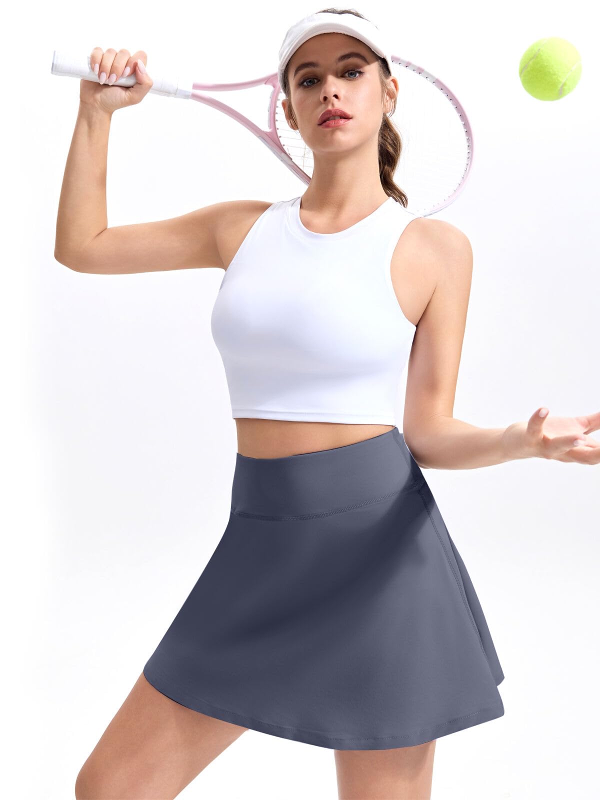 Falda pantalón de tenis para mujer con bolsillo de forro de cintura media alta, plisada, falda de golf, deportiva, de secado rápido, ligera