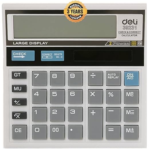 deli 12 Digit GT Basic Calculator - White