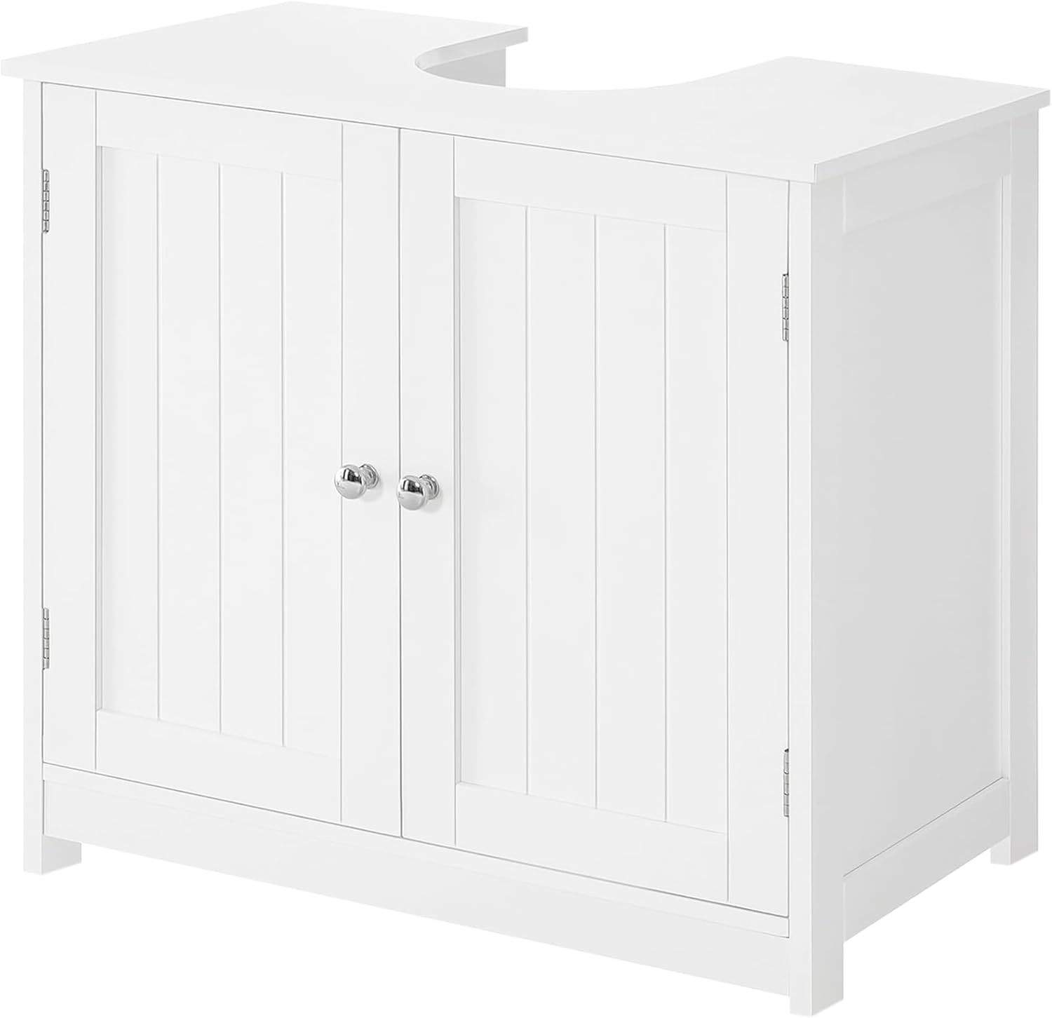 Pedestal Sink Storage Cabinet, Under Sink 2-Tier Cabinet with 2 Doors and Adjustable Shelf, Bathroom Sinks Cabinet with U-Shape Cut-Out, Under Pedestal Sinks Storage Cabinets for Bathroom, White