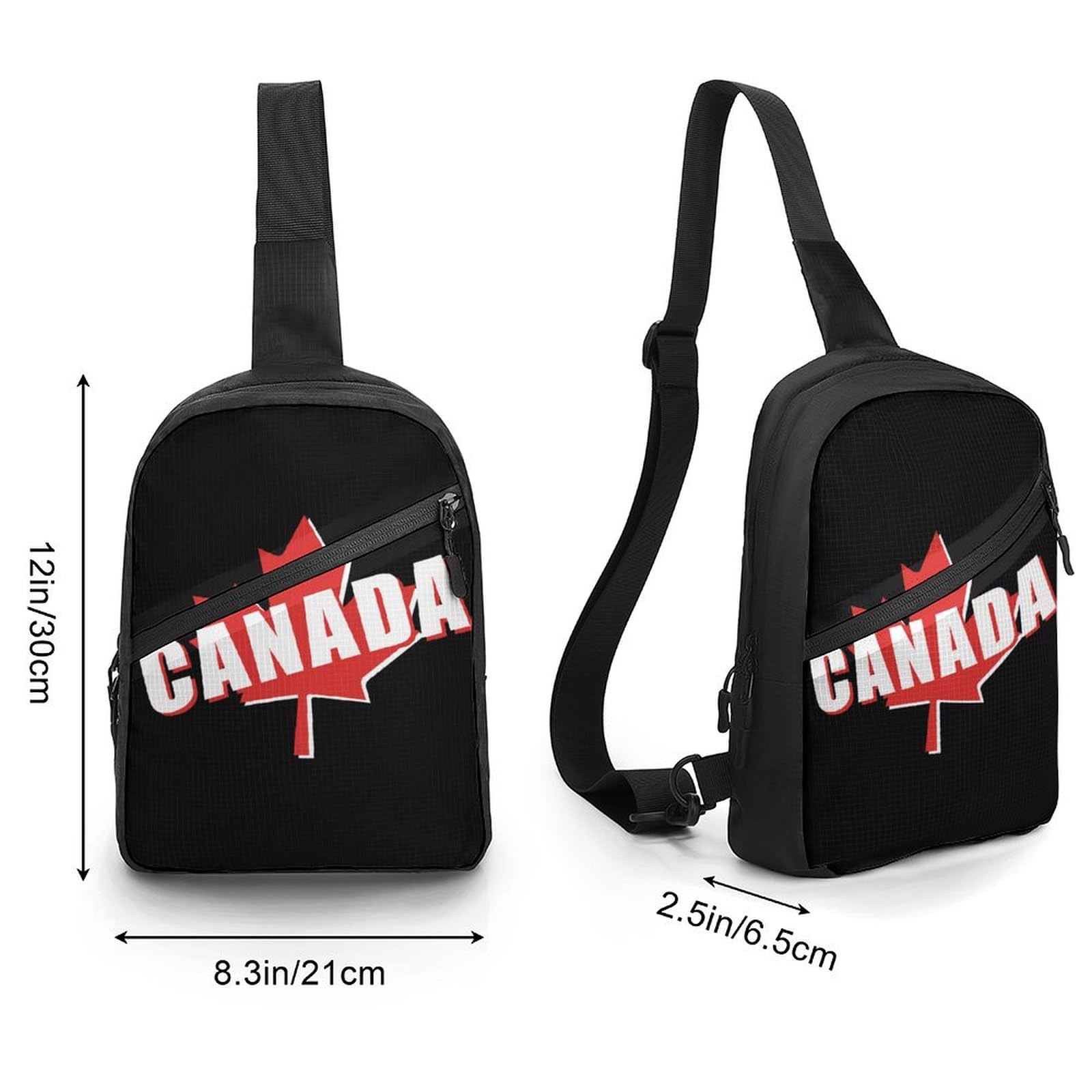 Canada Canadian Flag Logo Chest Bag Foldable Crossbody Unisex Pack Travel Hiking Adjustable Shoulder Straps Sling Bags
