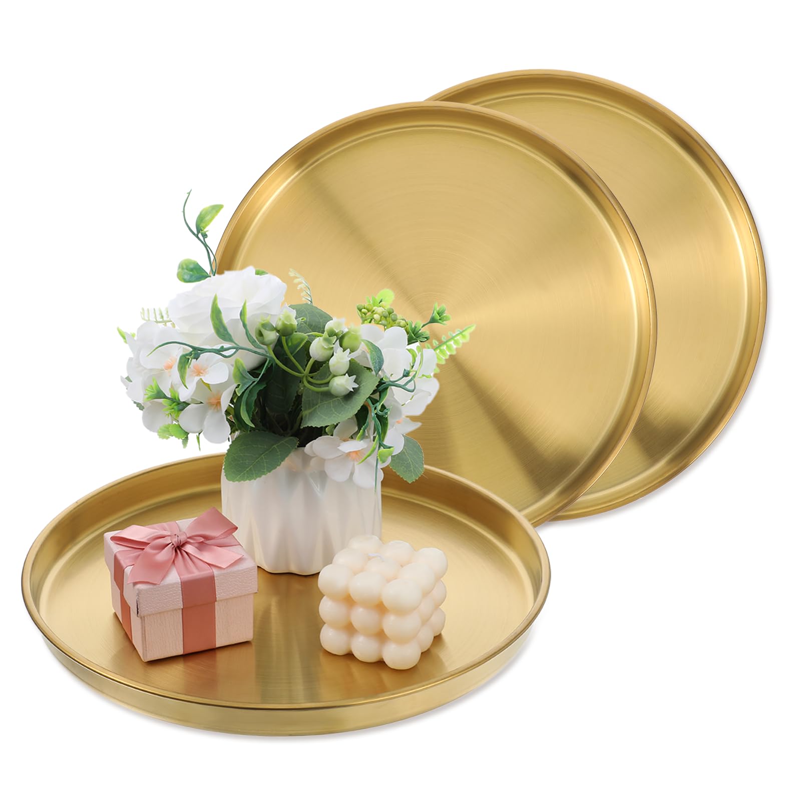 Photo 1 of Xaajooio 3 Pcs 12 Inch Gold Round Serving Trays