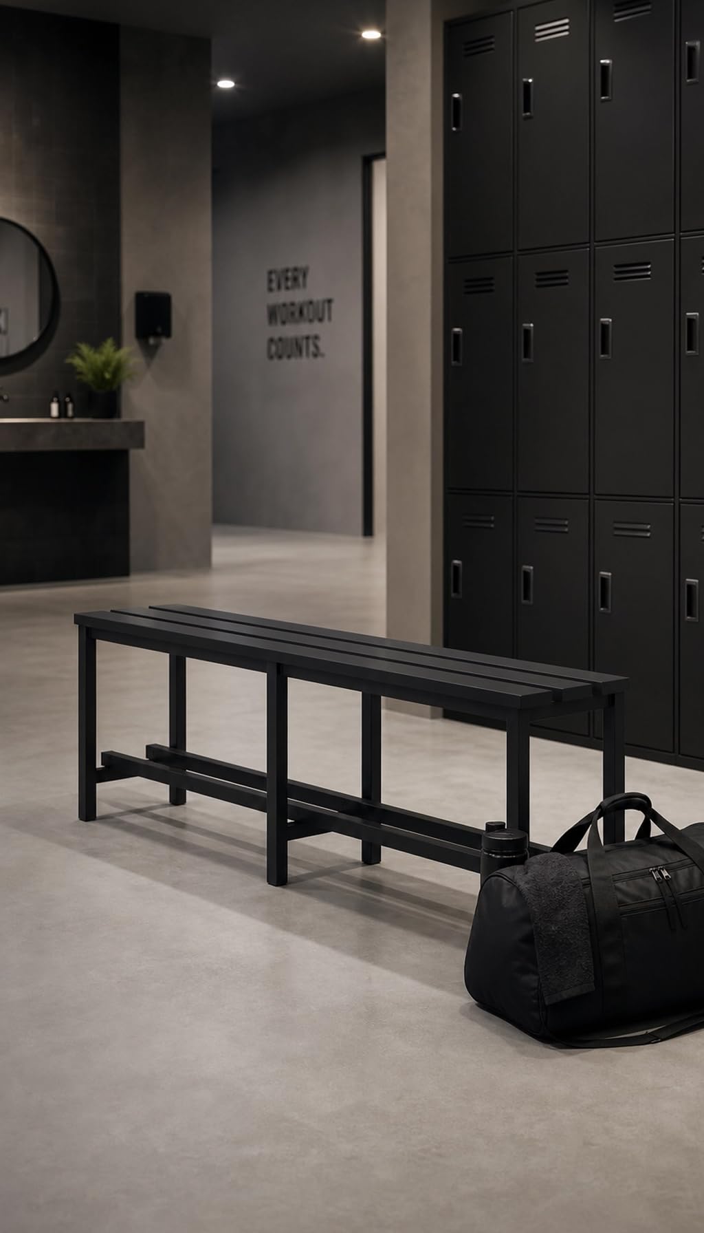 Spacio Banco Metálico Norrköping Estilo nórdico para Uso Profesional o en hogar, para vestuarios, habitación, decoración Incluso Exterior. Bancada para Personas en Acero. (1,5 Metros Negro)