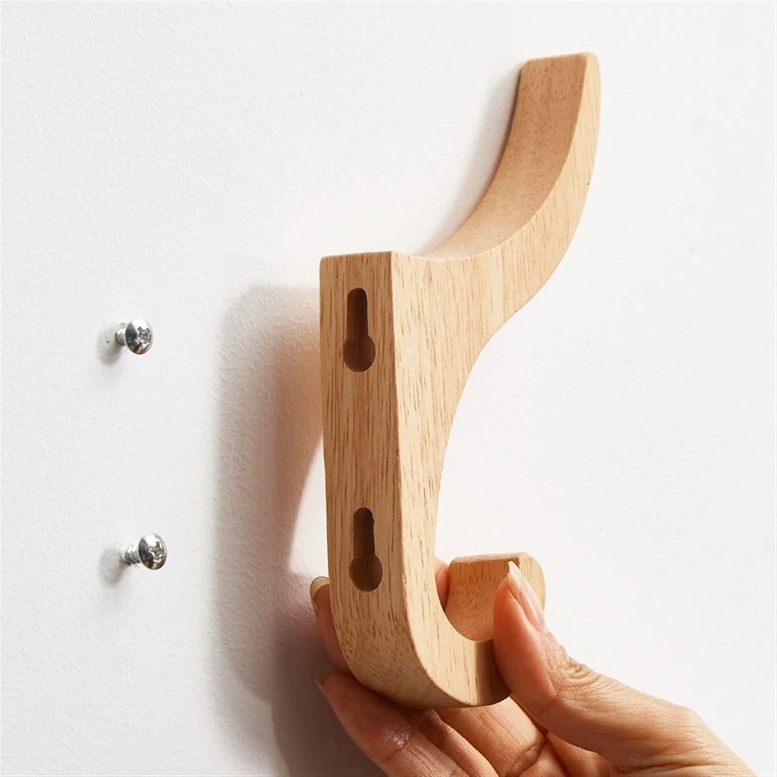 GLigeT Wand Garderobenleiste Holz Wand Haken Garderobe Tür Kleiderbügel Multifunktionale Lagerung Zubehör Küche Badezimmer Dekoration Massivholz Schlüssel Haken Wandgarderoben(B)