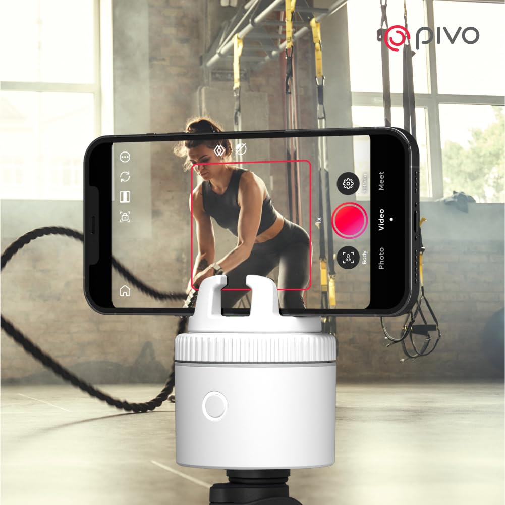 Pivo Equestrian Pod Automatische Pferde-, Gesichts- und Körperverfolgung, KI-gesteuerter 360° Handyhalterung, Pferde zum Reiter, Auto-Zoom, freihändige Foto- und Videoaufnahme Standalone (White)