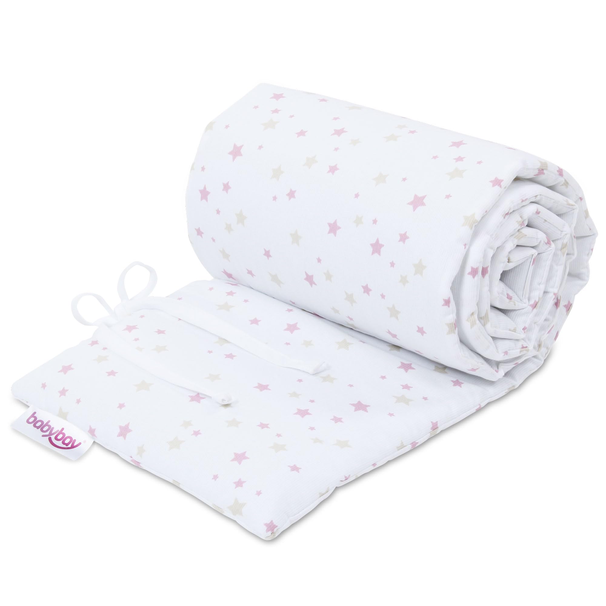 babybay Paracolpi in piqué adatto per modello Boxspring XXL, bianco mix di stelle sabbia/bacca