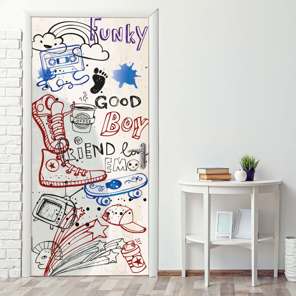 Autocollants de porte salon et chambre décoration moderne PVC 95x210cm
