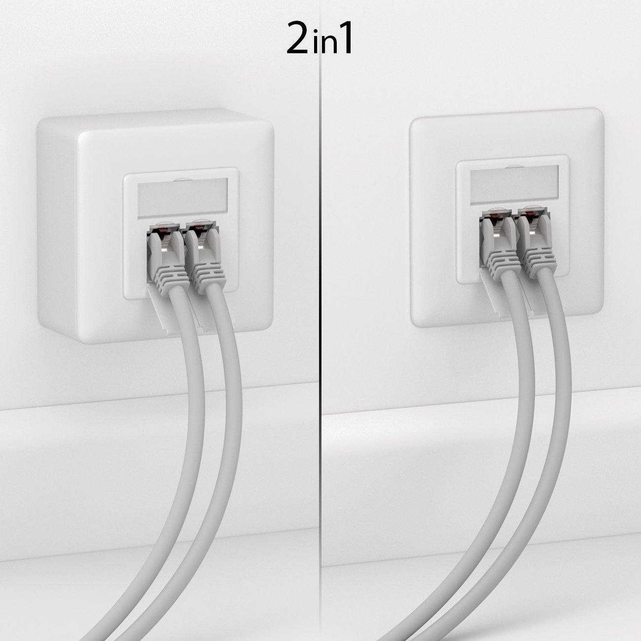 deleyCON 10x CAT 6 Universale Presa di Rete - 2x Porta RJ45 - Schermato - Superficie o Filo - 1 Gigabit Ethernet Rete - EIA/TIA 568A&B - Bianco