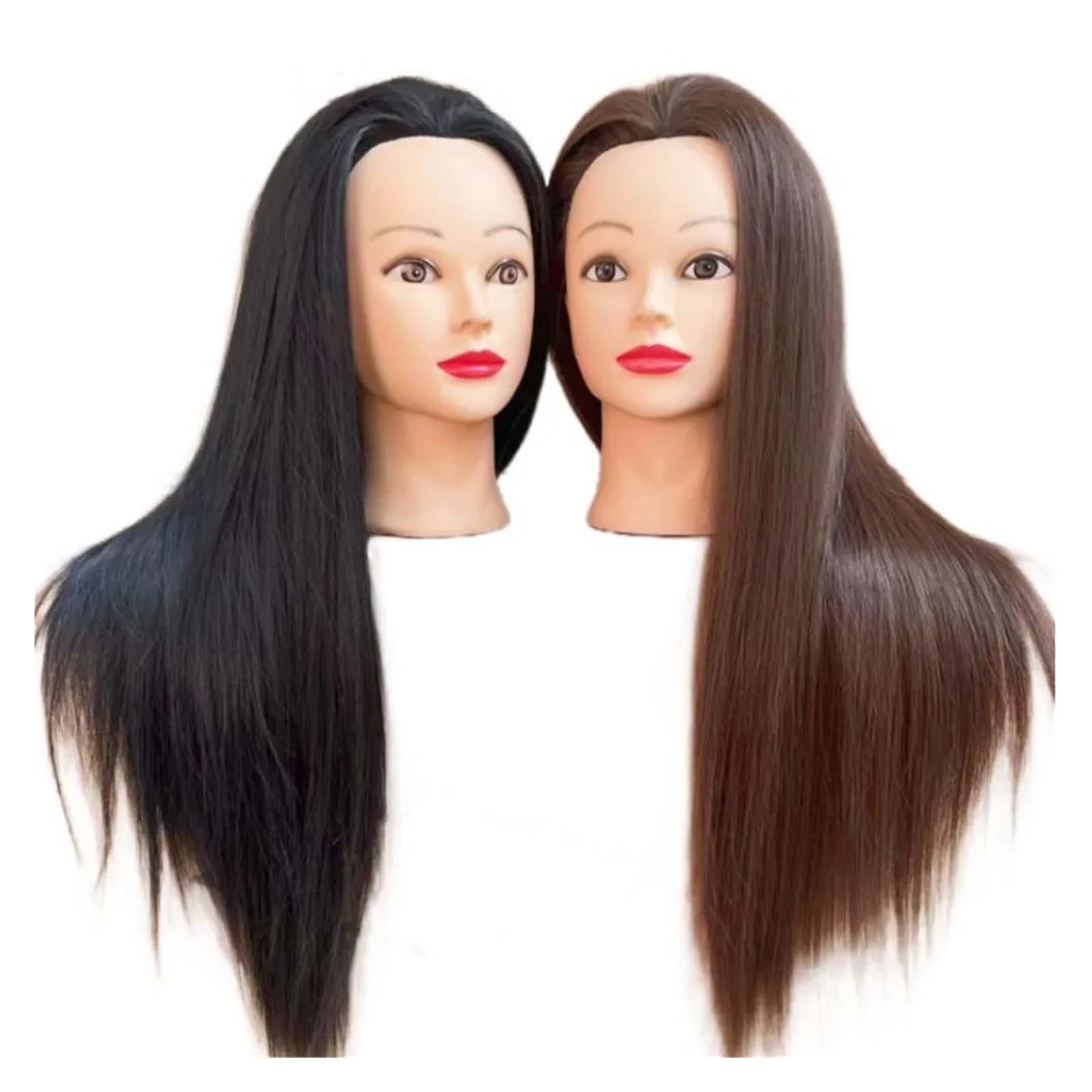 Mannequin Head With Synthetic Hair For Braiding Practice Beauty Training Aid For Hairstylist Makeup Headdoll With Stand(Brown01)