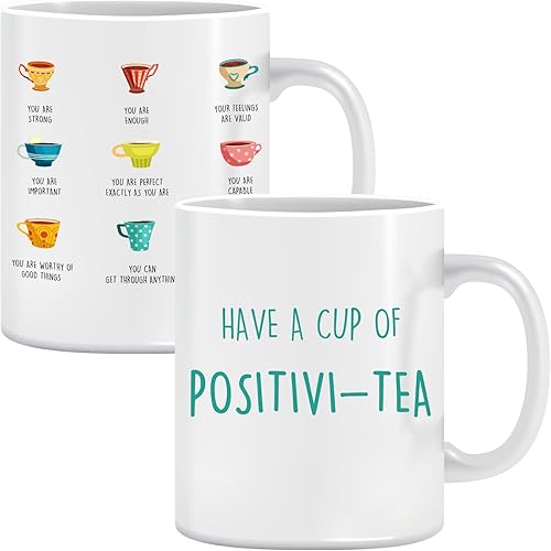 LNOKRIM Positivi-Taza de té, taza de café de afirmación de positividad, regalo para maestro terapeuta consejero, taza de café de autoconversación