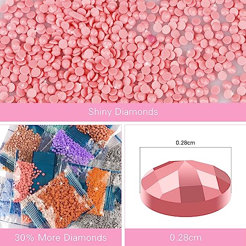 QENSPE 5D Diamond Painting Kit Pink Rose Diamond Art for Adults Full Drill Flowers Diamond Painting Kits for Beginners Kids DIY Crystal Picture Art Home Wall Decor 12x16 in / 30x40cm - Image 4