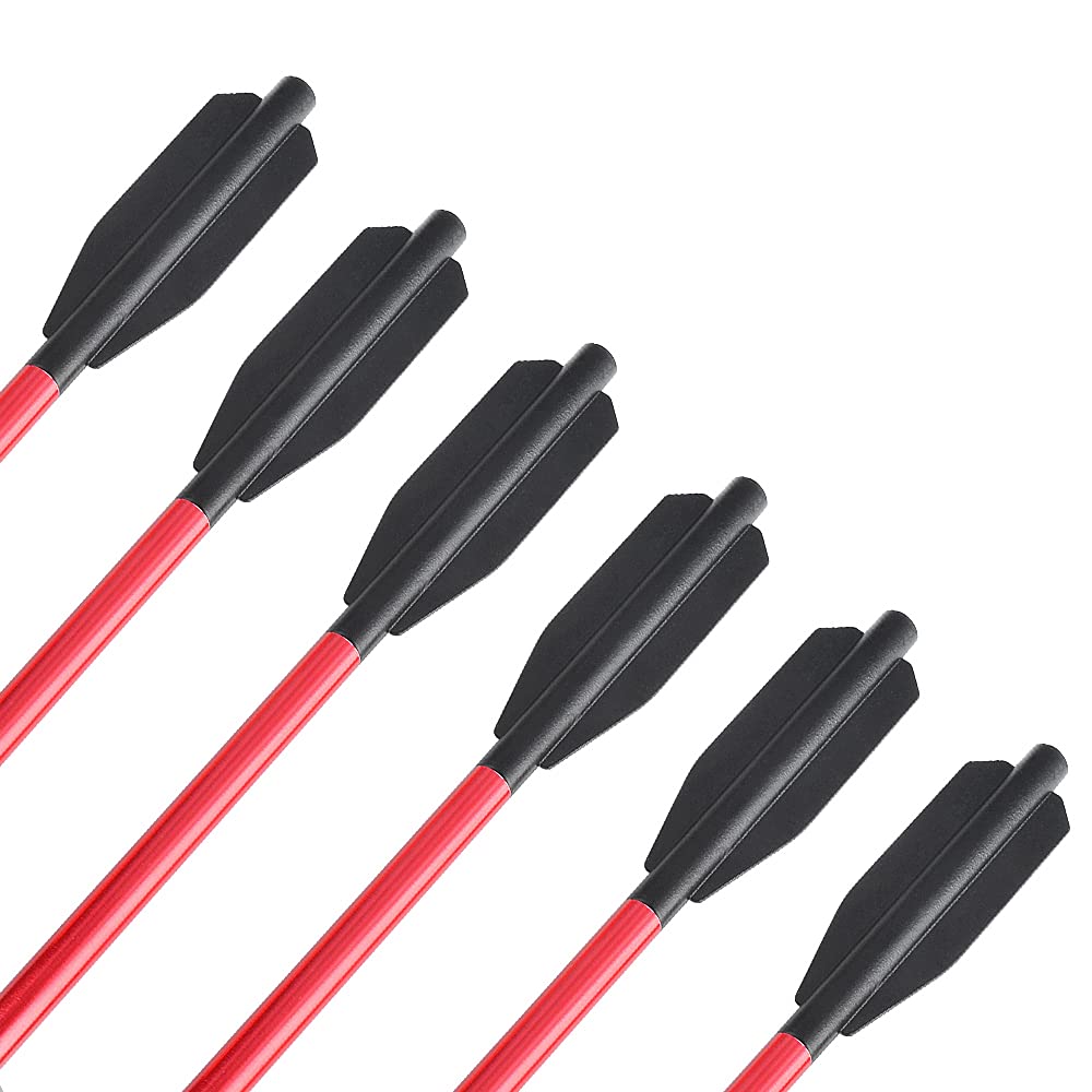 12 PCS 6,3'' 6,8'' Flèche Arbalète en Aluminium pour Cible de Fleche arbalete, Mini Boulons d'arbalète pour Pratiquer la Cible de tir et la Chasse au Petit gibier (Rouge2)