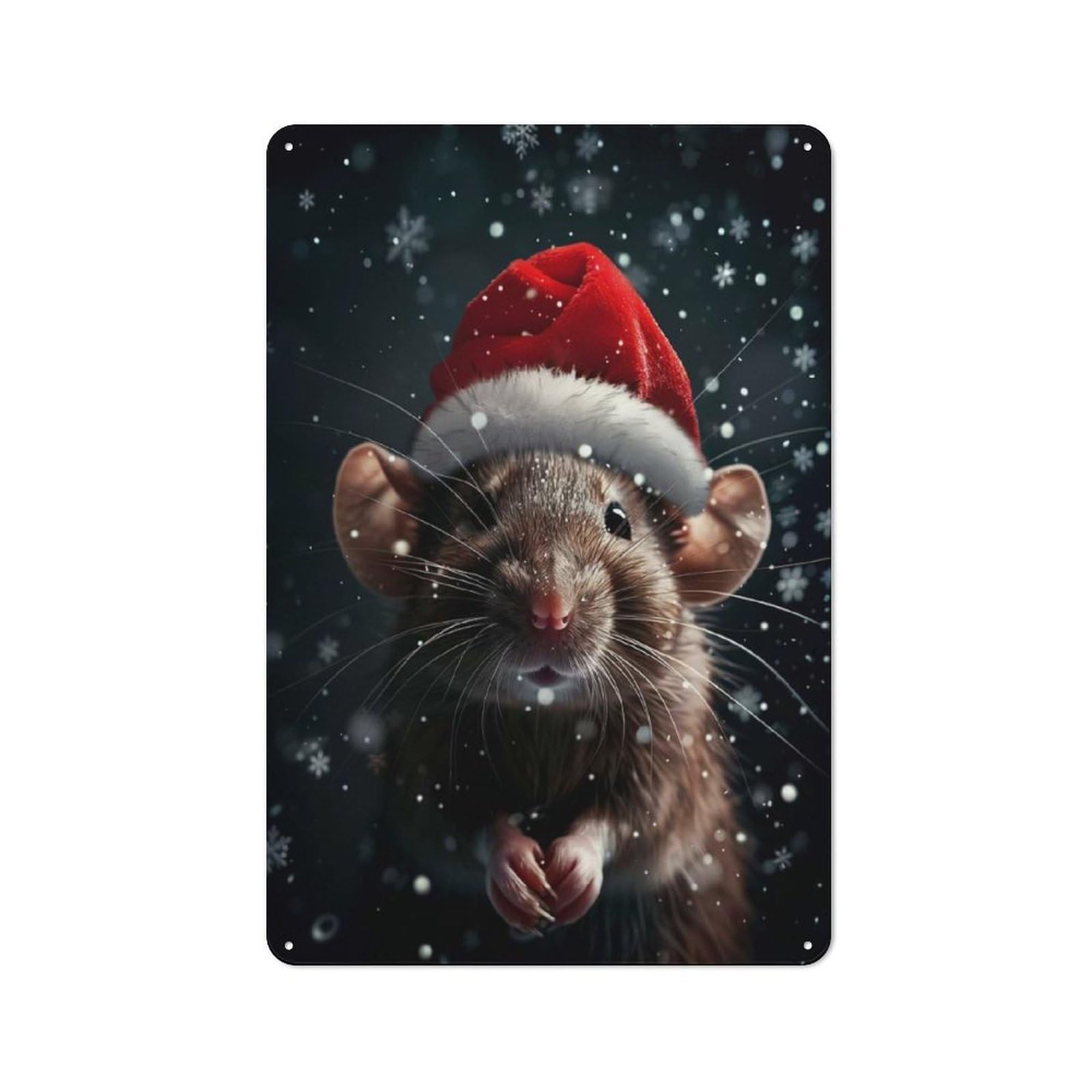Tin Wall Plaque 30x20cm with Festive Mouse Christmas for Man Cave Or Games Room, for Updating Man Cave And Games Room after Moving