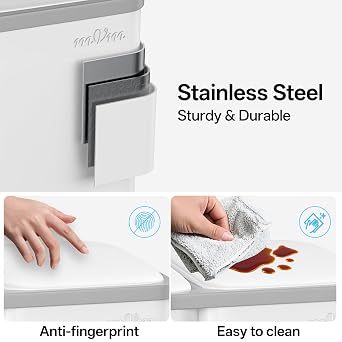 mVm Kitchen Bin,60L Triple Rubbish Bin,3 Compartment Stainless Steel Pedal Bin,Recycling Bin with Soft-Close Lids and Plastic Inner Buckets,Fingerprint Proof,Odour Seal,Large Capacity Trash Can