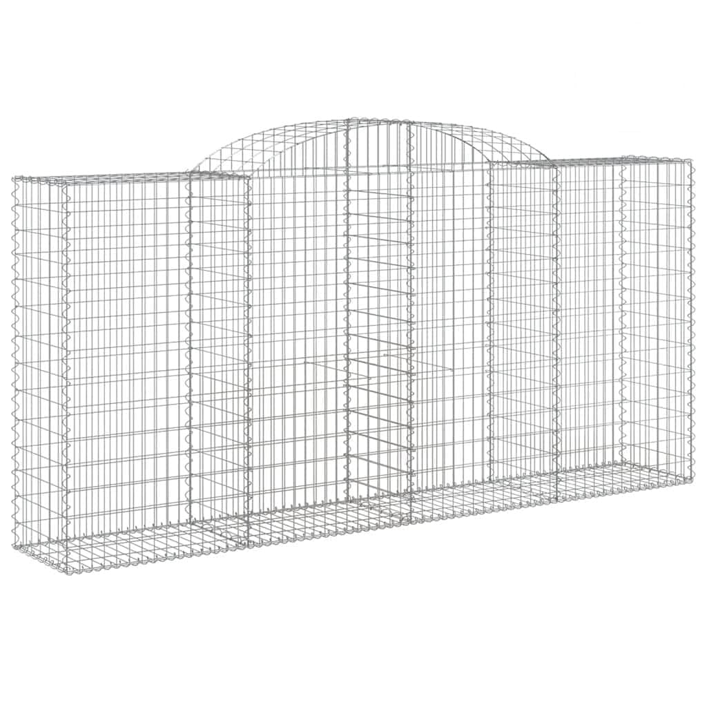 Gaviones con arco alto, 2 unidades, 300 x 50 x 140/160 cm, de hierro galvanizado, para barreras de jardín y protección visual, como pared decorativa insonorizada con construcción estable