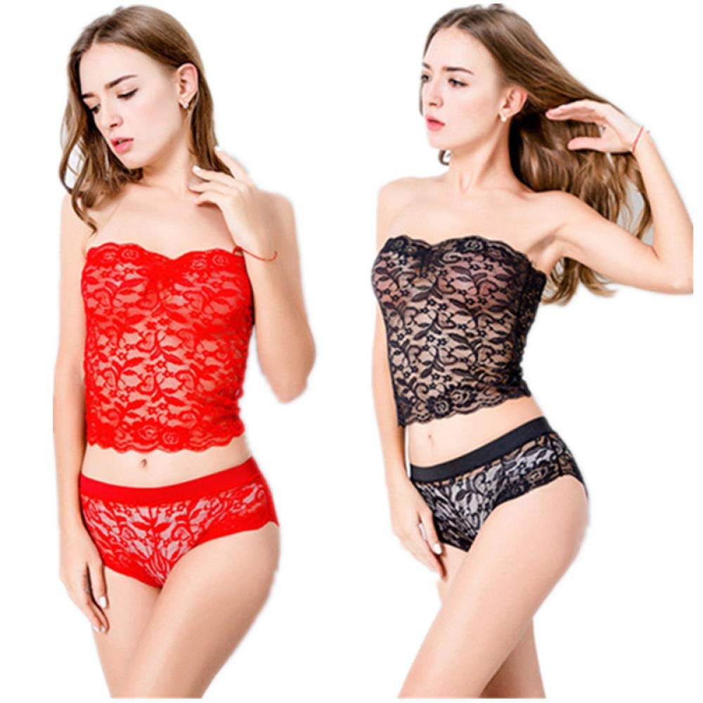 RWRAPS Set Accappatoio Lingerie Sexy Hot Lingerie Sexy Top e Slip Set Biancheria Intima di Pizzo da Donna (Ny661white X) (Ny661black X)