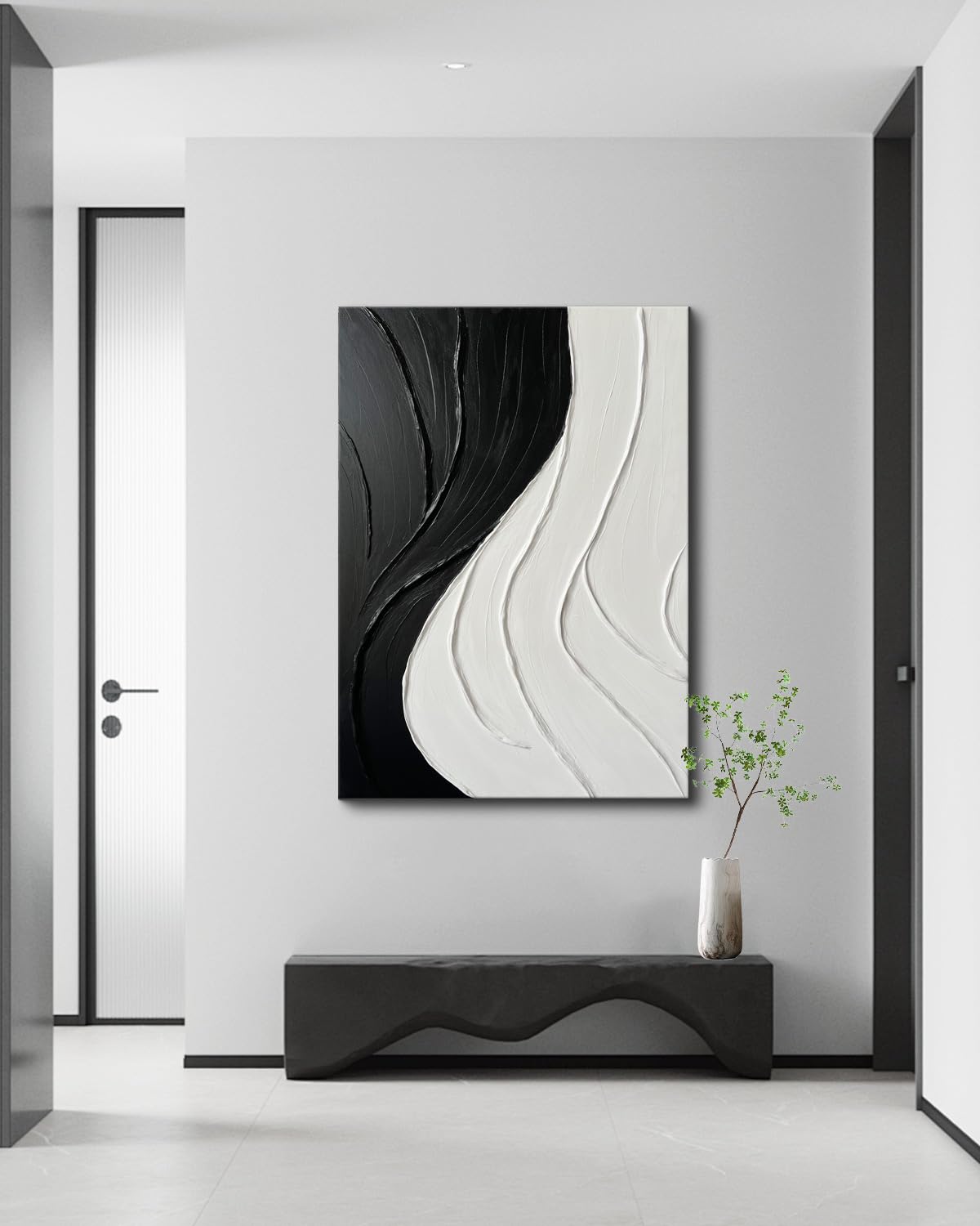 Amazon.com: Creespi Hand Painted Black and White Abstract