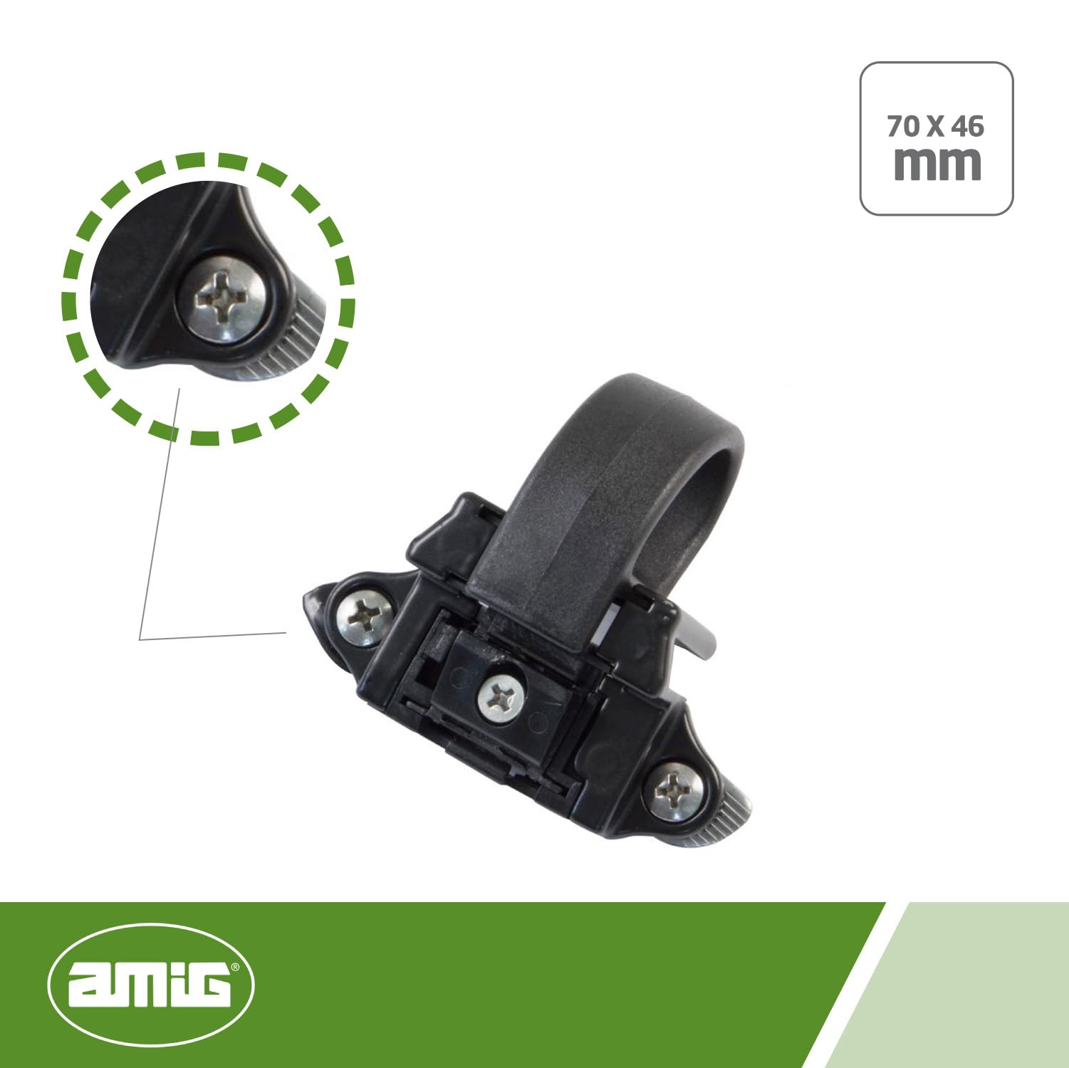 Amig - Fermaglio per Finestre Scorrevoli Mod. 6080 | 70 x 46 mm | Accessorio di Sicurezza per Chiusura a Pressione | Resistente per Correnti di Vento, Bambini o Introusi | Alluminio Nero