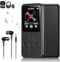 MP3 MP4 Player Slim MP3 Music Player Gravador de Rádio FM MP3 Player Bluetooth Reprodução de Música e Vídeo Suporte Cartao de Memoria de Até 128 GB(Preto) GN438