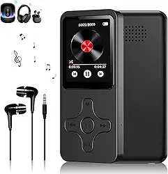 MP3 MP4 Player Slim MP3 Music Player Gravador de Rádio FM MP3 Player Bluetooth Reprodução de Música e Vídeo Suporte Cartao de Memoria de Até 128 GB(Preto) GN438
