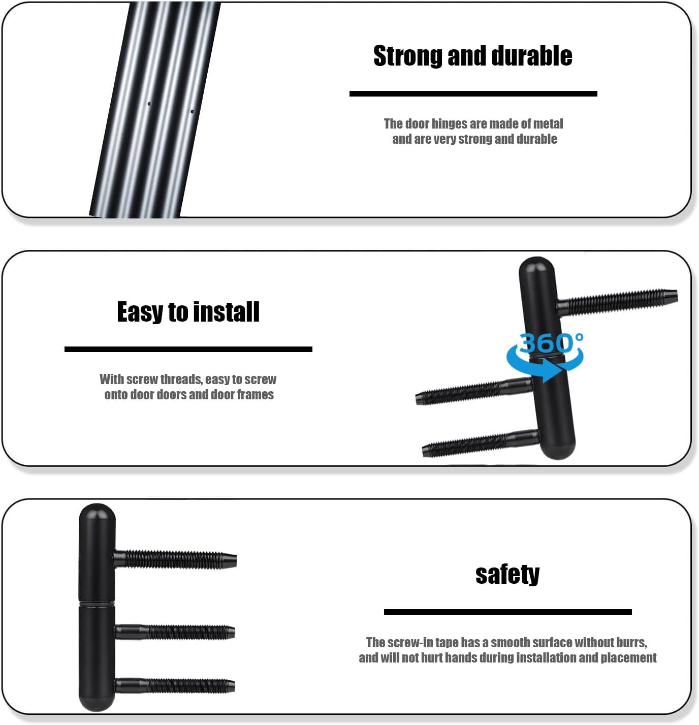 Cerniere A Scomparsa Per Porte In Legno | 3 Pezzi | Acciaio Legato | Design Antirumore | Facile Installazione