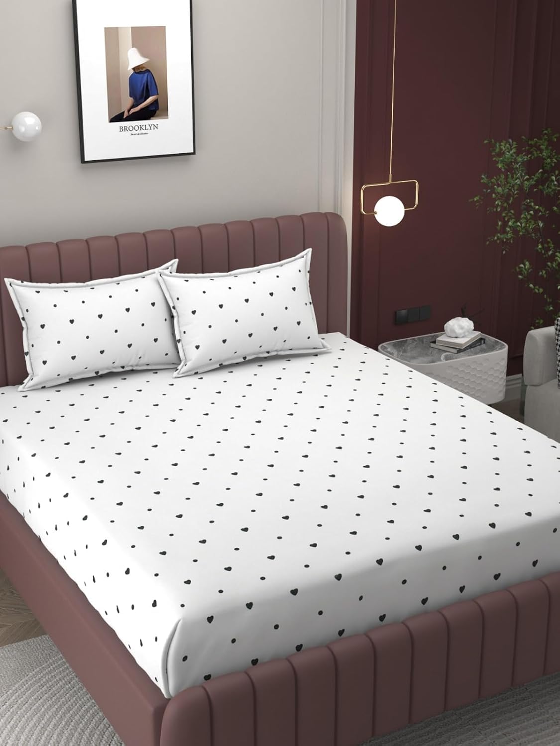 CLiDE Red Cherry Glace Cotton Bedsheet Set - Luxury Double Bedding -7