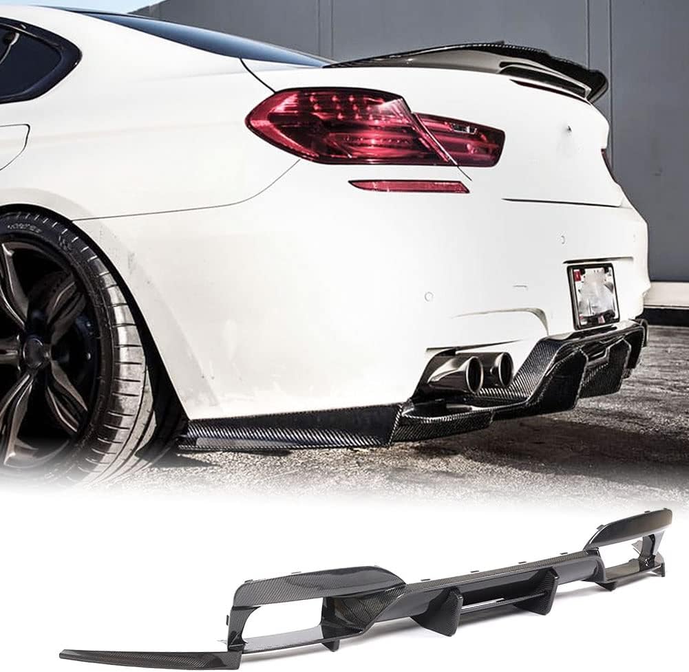 Carbon Fiber Rear Bumper Diffuser fits for BMW 6 Series F06 Gran Coupe/F12 Convertible/F13 Coupe M6 2-Door 4-Door 2013-2019 CF Lower Bumper Lip Spoiler Body Kit