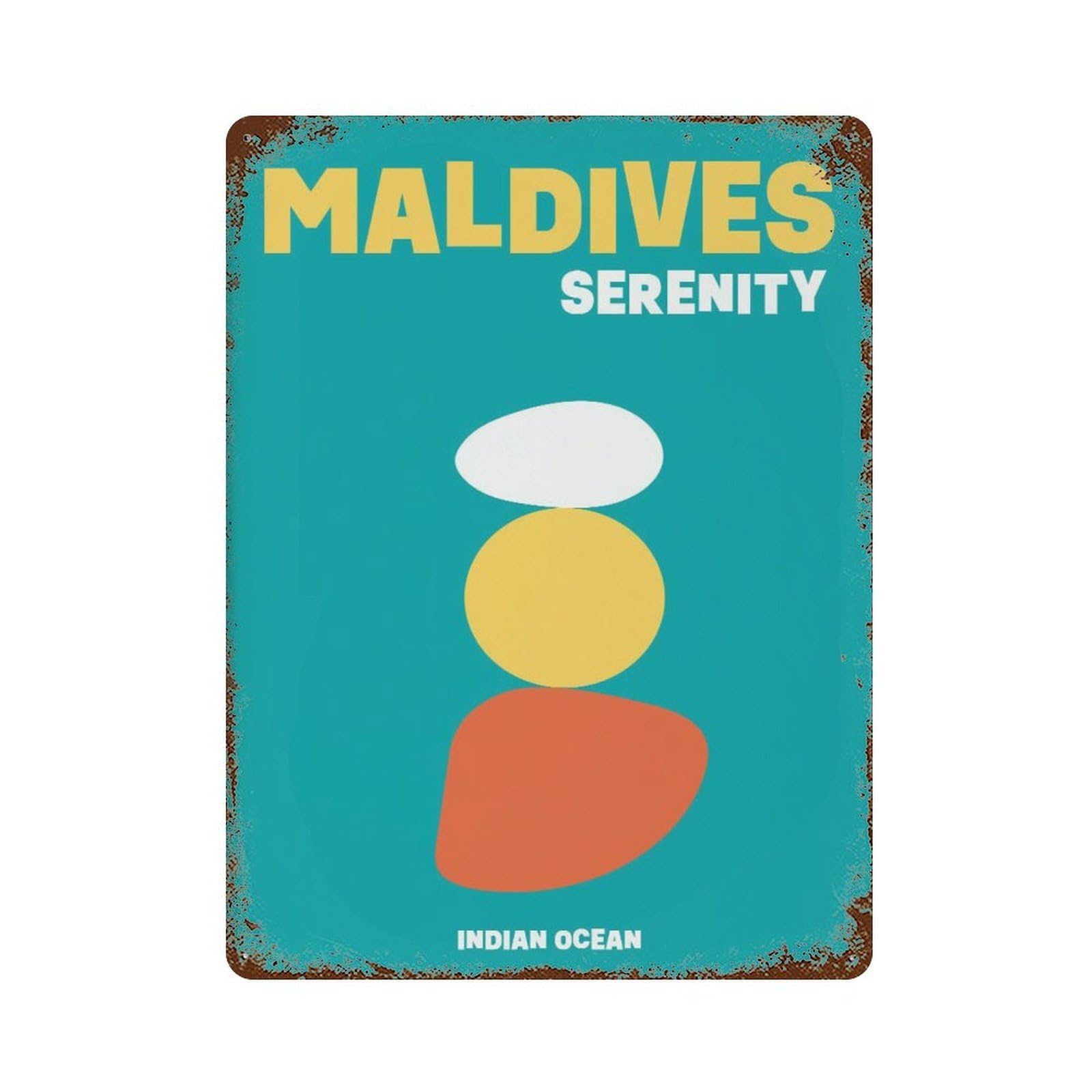 xiaoxiaoshen Maldives Serenity Colorful Travel Wall Decor Art Metal Tin Poster Modern Home Decor Art Home Bar Shop Decorations Vintage Sign 40x30cm