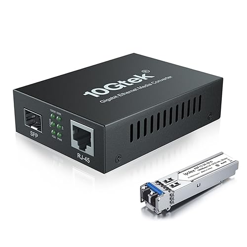 Convertidor de medios Gigabit LC monomodo de fibra a Ethernet con un módulo SFP LX, convertidor de medios RJ45 de fibra SFP a cobre, 1000Base-LX a
