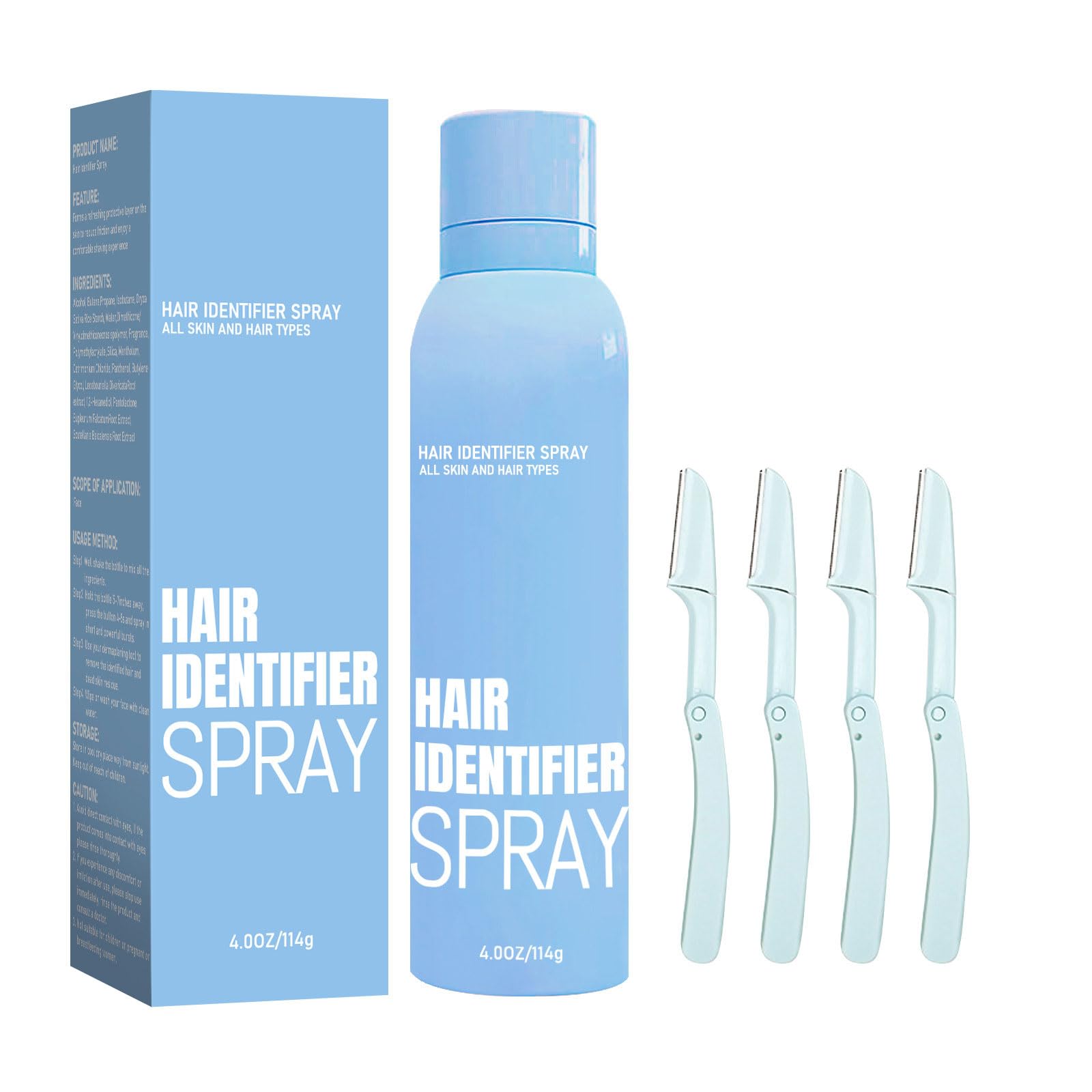 Hair Identifier Spray for Face Shaving, 2024 New Face Hair Identifying Spray, Moisturizing And Skin Care Dermaplaner Set Spray, Facial Hair Identifier Spray for Dermaplaning (Blue02)