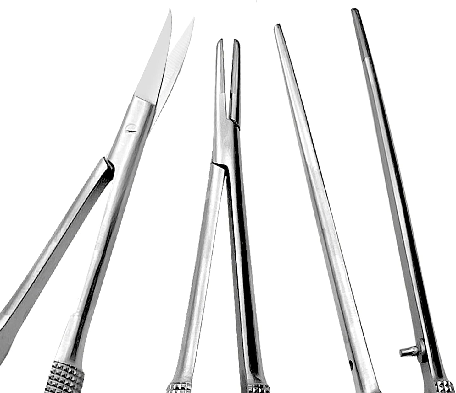 Set of 3 Castroviejo TC Instruments – 6 Inch (15.2 cm) Needle Holder, Scissor & Tweezer – Titanium Coated Stainless Steel