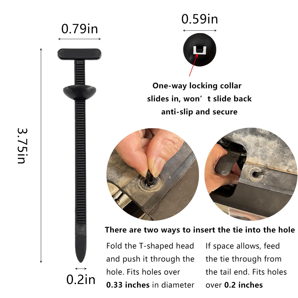 150Pcs Nylon Universal Cable Tie Buckle Zipper Clips for Cars T Style Zip Ties Button Fixion Tools Automotive — view 2