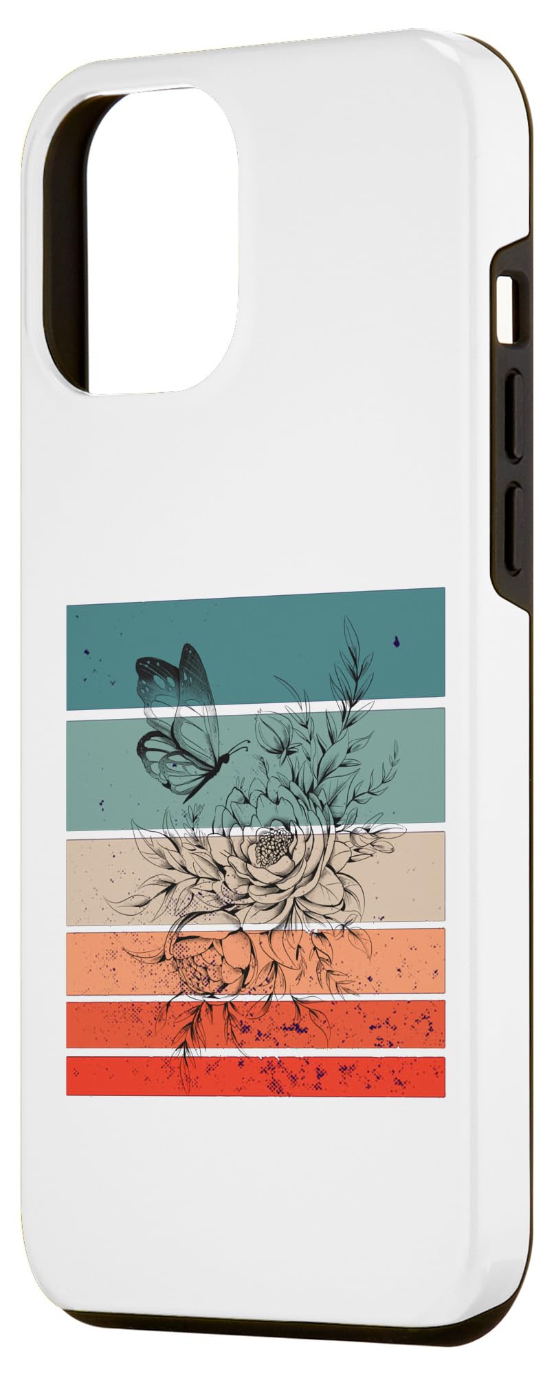 iPhone 14 Plus Butterfly Floral Bloom Garden Ink Petals Wings Blossoms Case - Image 2