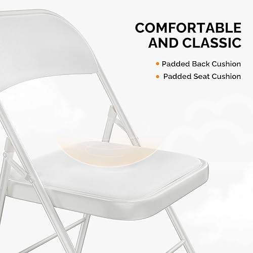 Miniatura 23 de VINGLI Paquete de 6 sillas plegables con asientos acolchados, marco de metal con asiento y respaldo de piel sintética, capacidad de 350 libras, Negro