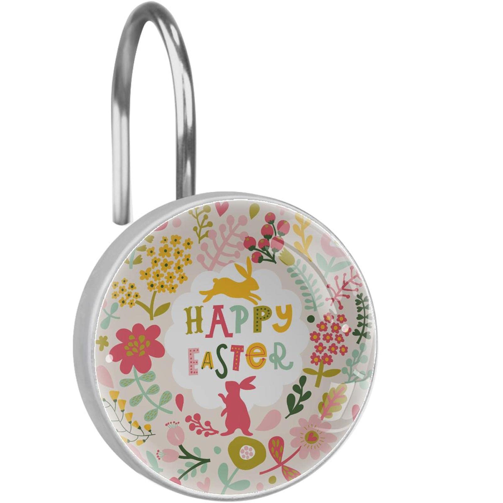 Crochets de rideau de douche en acier inoxydable avec finitions soignées motif lapin décoratif