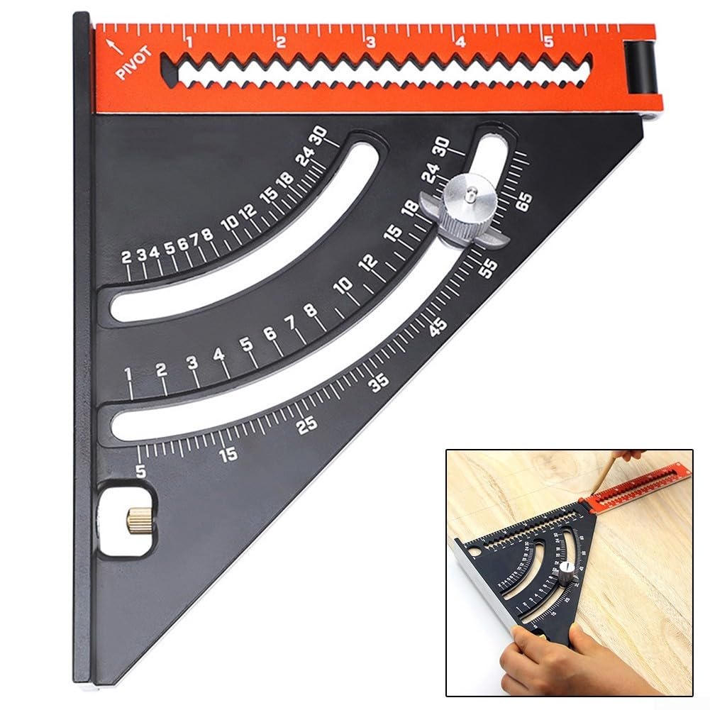 Regla triangular plegable portátil con marco de aleación de aluminio y posicionamiento ajustable para carpintería precisa