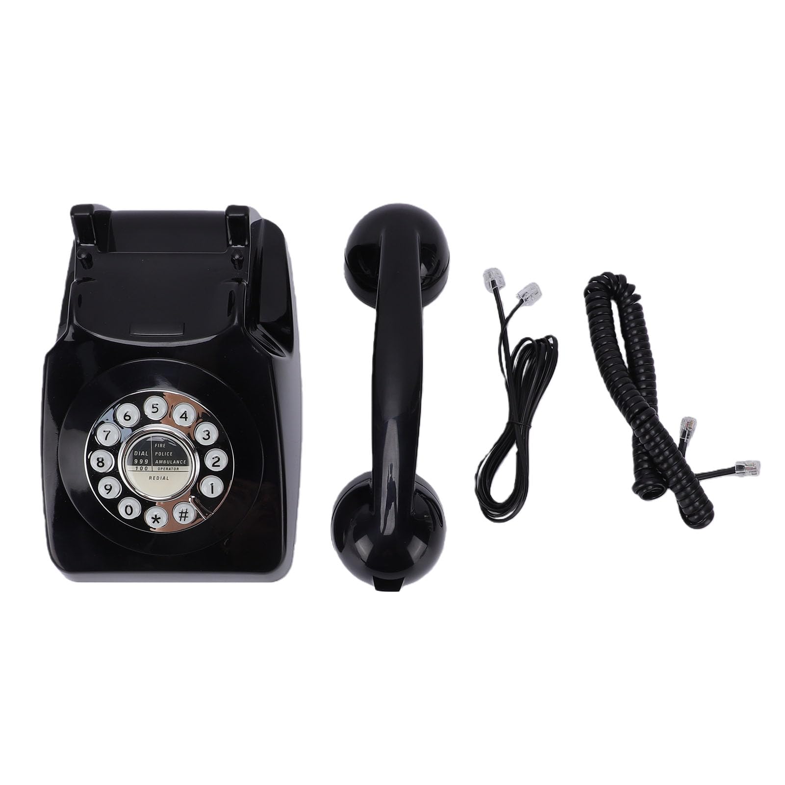 LICAEVEY Zabytkowy Telefon Przewodowy Telefon Stacjonarny, Klasyczny Domowy w Stylu Vintage, Pokrętło z Przyciskiem w Stylu Retro do Wystroju Domowego Biura Hotelu (BLACK)