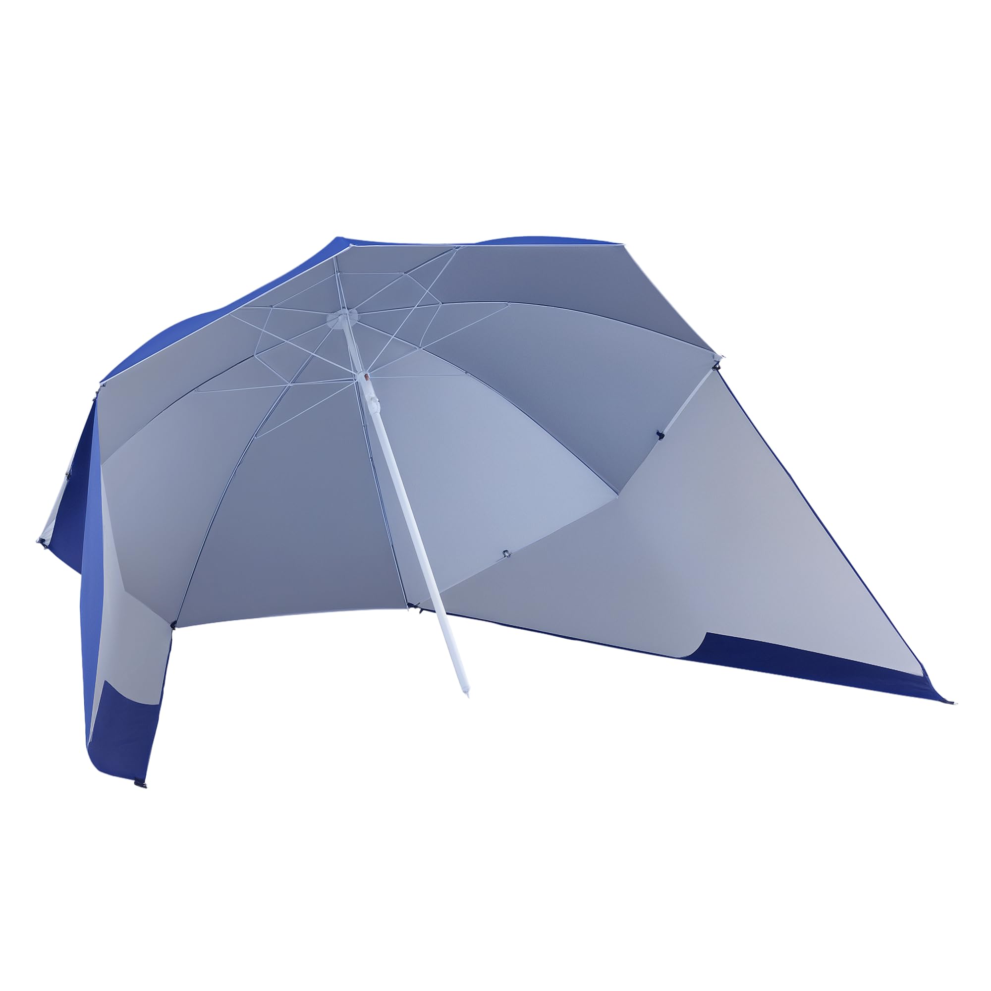 Outsunny Sombrilla de Playa 2 en 1 Parasol para Playa con 2 Paneles Laterales Toldo Portátil Anti-UV con Bolsa de Transporte para Jardín Piscina Ø210x222cm