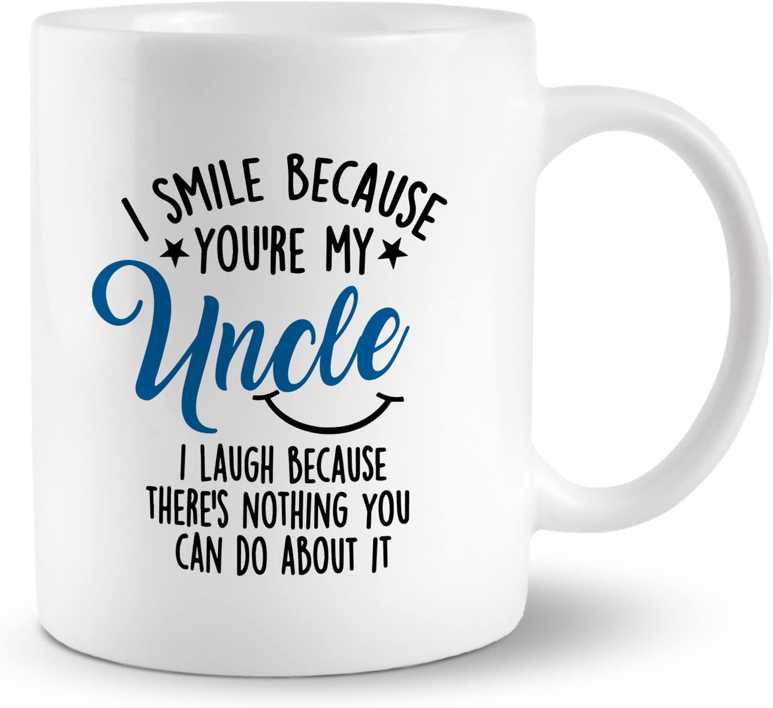 I Smile Because You’re My Uncle 1 Ounces Ceramic Mug Cup, Uncle Gift Coffee Tea Mug Cup, Home Office Decor, Uncle Birthday Christmas Father’s Day Gifts From Nephew Niece Kids
