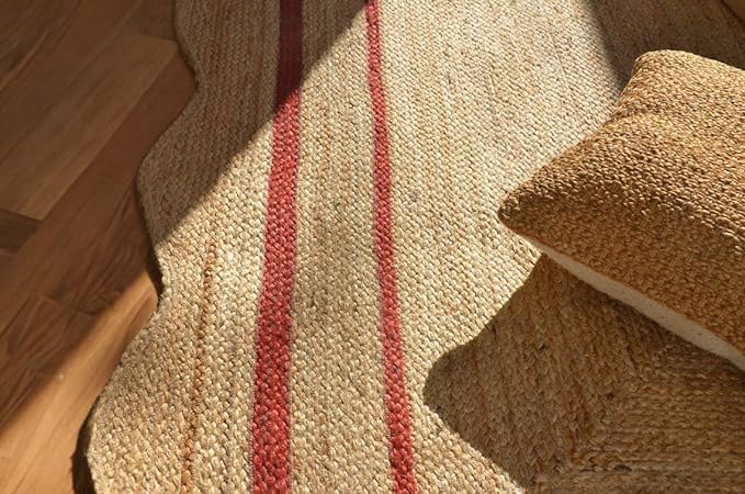 Tappeto reversibile in iuta, 90 x 100 cm, rosso smerlato