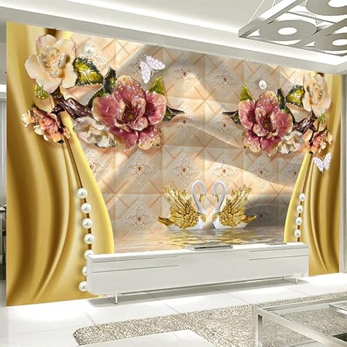 Benutzerdefinierte Wandtapete 3D stereoskopischer Schmuck Seide Wandbild Wohnzimmer TV Schlafzimmer Hintergrund Wand Heimdekoration *250 cm x 175 cm Cover
